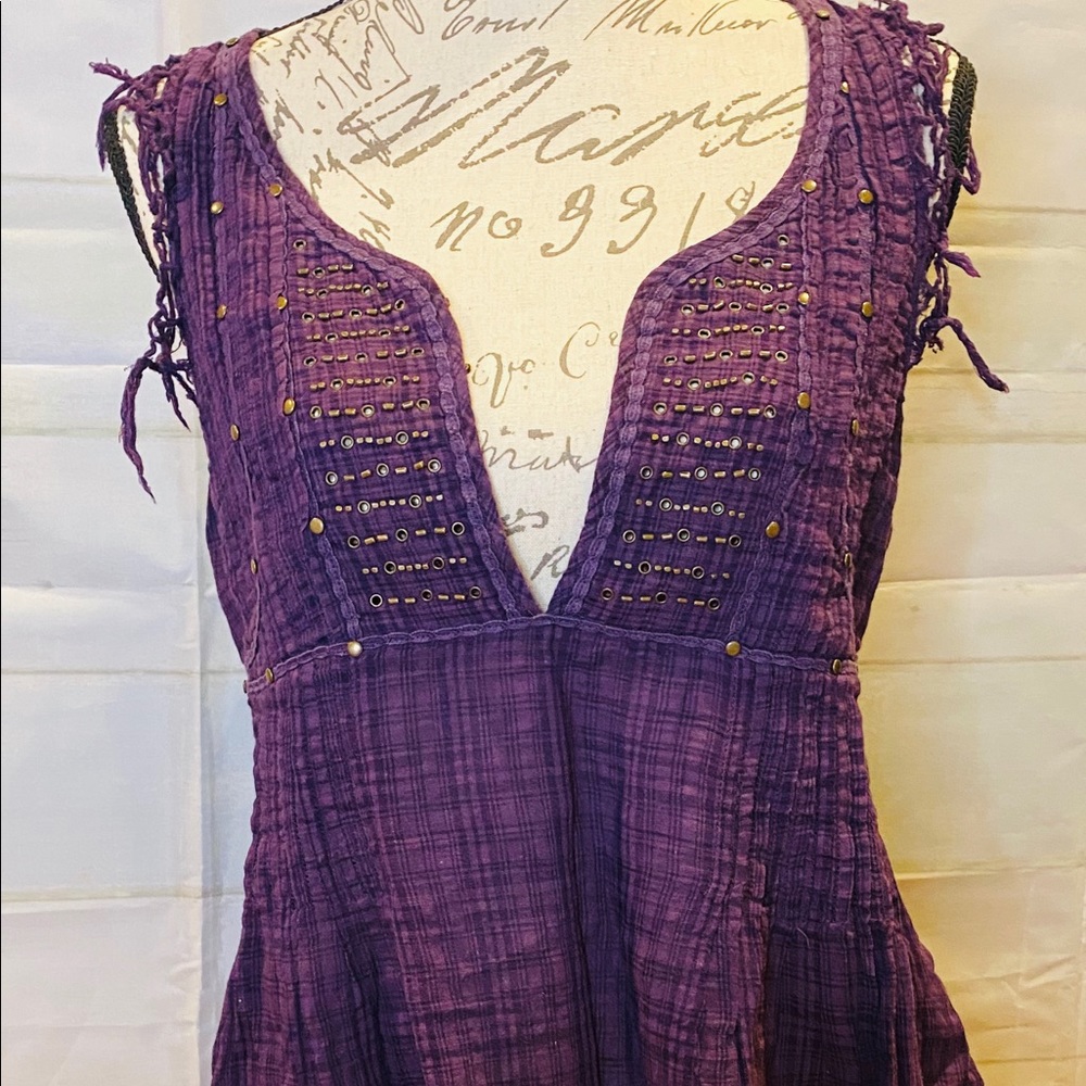 Free People Deep V-Neck Purple Tank Top